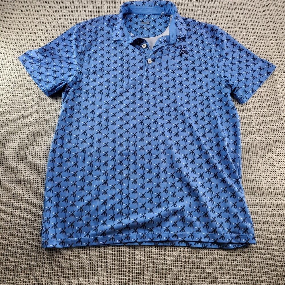 Puma Polo Shirt Large Blue Palm Tree Torrey Pines Golf Tropical 13-14Y
